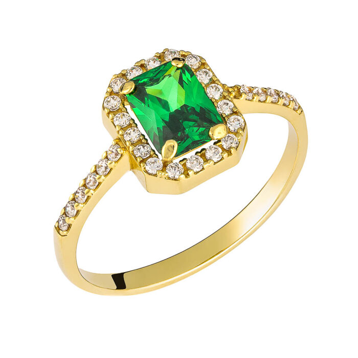 14k Multi-stone ring with green stone