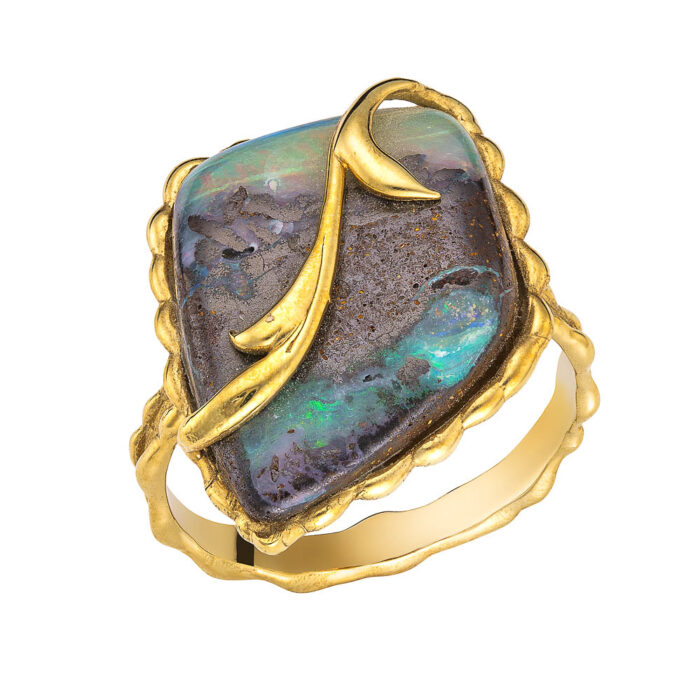 14k Handmade ring with opal stone