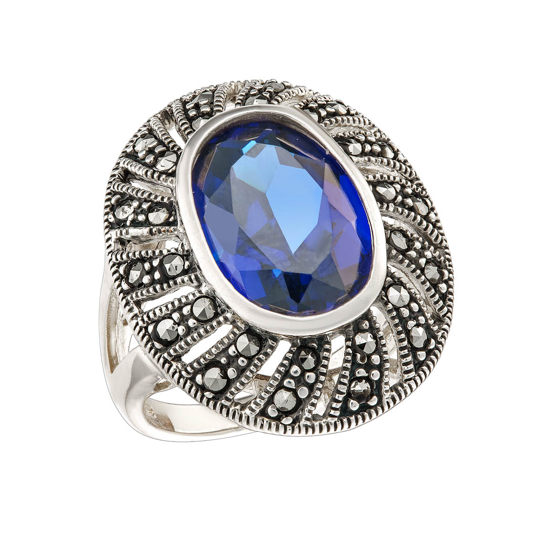 9.25 Ασημένιο δαχτυλίδι με μπλε πέτρα