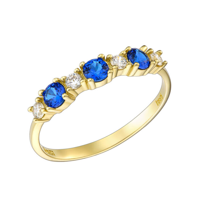 14k Δαχτυλίδι σειρέ με τρία μπλε ζιργκονάκια