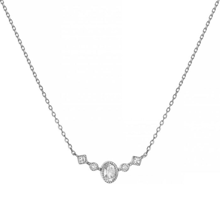 9.25 Ασημένιο κολιέ με οβάλ ζιργκόν