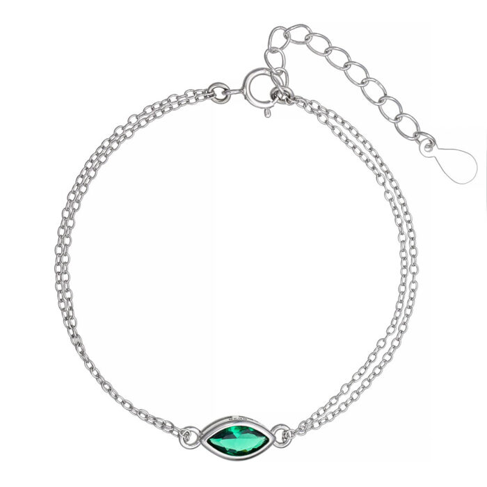 9.25 Ασημένιο βραχιόλι με διπλή αλυσίδα ρόμβος