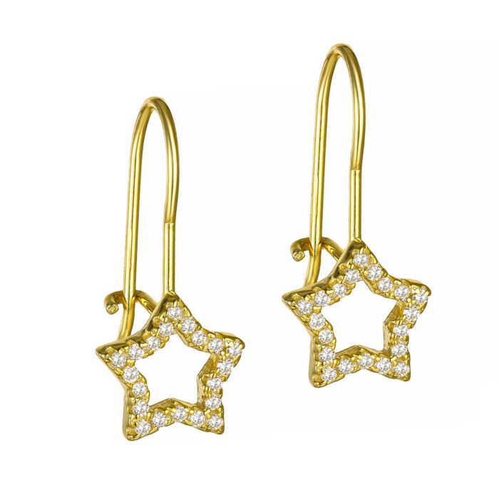 9.25  Επιχρυσωμένο ασημένιο κρεμαστό σκουλαρίκι αστεράκι