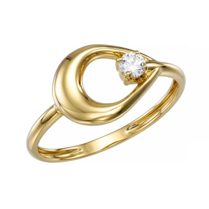 14k Δαχτυλίδι λουστρέ με μία πέτρα