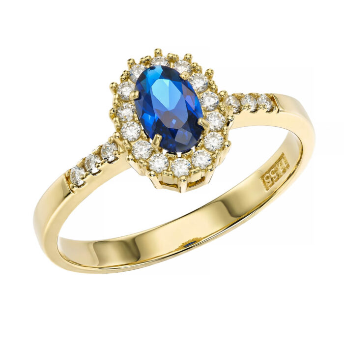9k Δαχτυλίδι ροζέτα με μπλε πέτρα