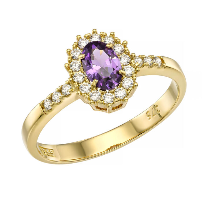 9k Δαχτυλίδι ροζέτα με μωβ πέτρα