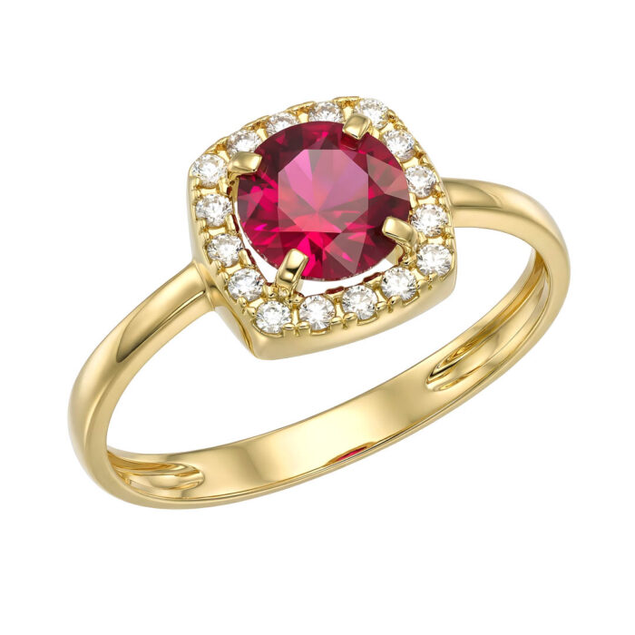 9k Δαχτυλίδι ροζέτα με κόκκινη πέτρα