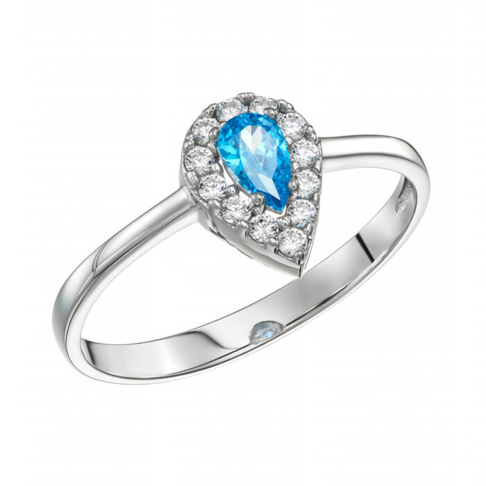 9k Δαχτυλίδι δάκρυ με τυρκουάζ πέτρα