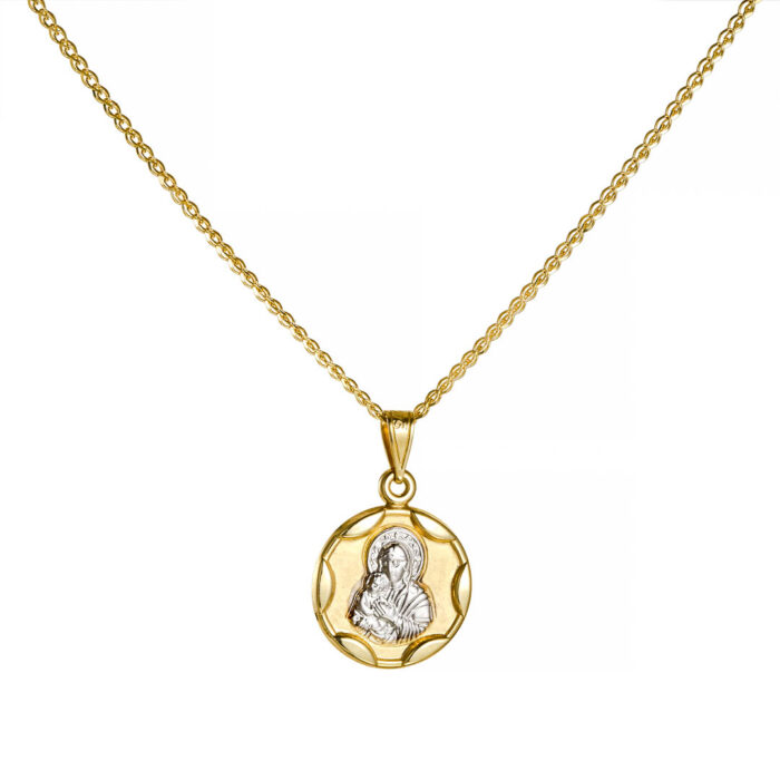 9k Κολιέ παναγία με αλυσίδα