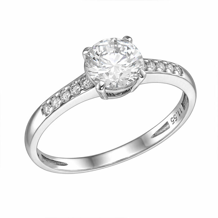 9k Δαχτυλίδι μονόπετρο λευκό