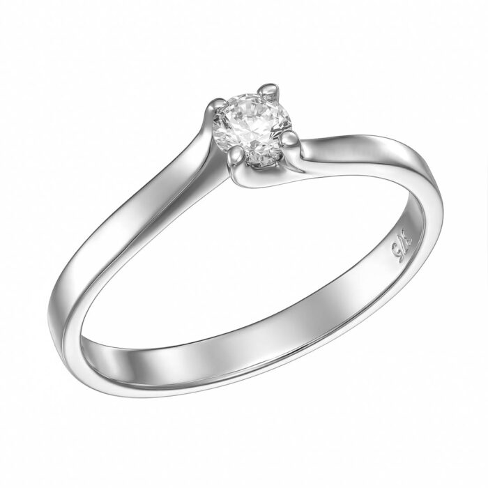 9k Δαχτυλίδι μονόπετρο λευκό