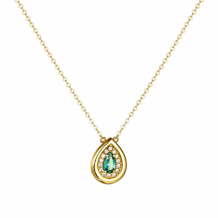 14k Κολιέ δάκρυ με μέντα πέτρα