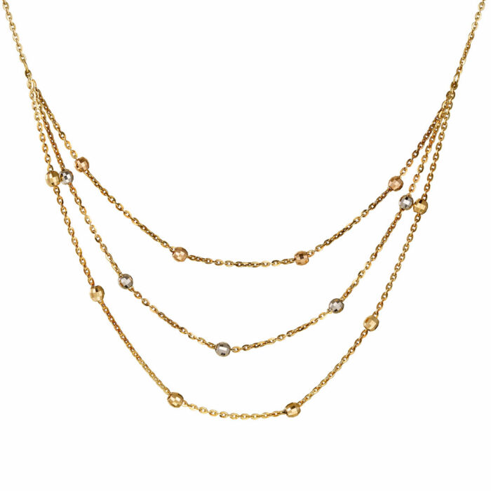 14k Κολιέ τριπλό με γράνες