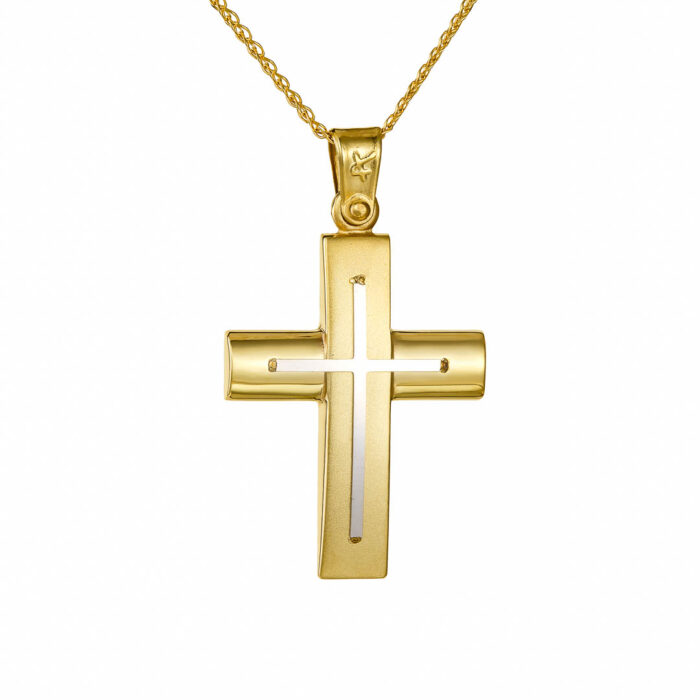 14k Σταυρός ανδρικός  με αλυσίδα