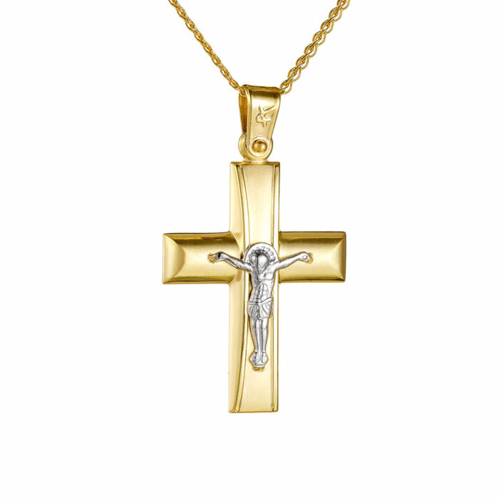 14k Σταυρός ανδρικός με αλυσίδα