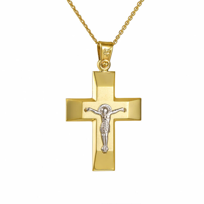 14k Σταυρός ανδρικός με αλυσίδα