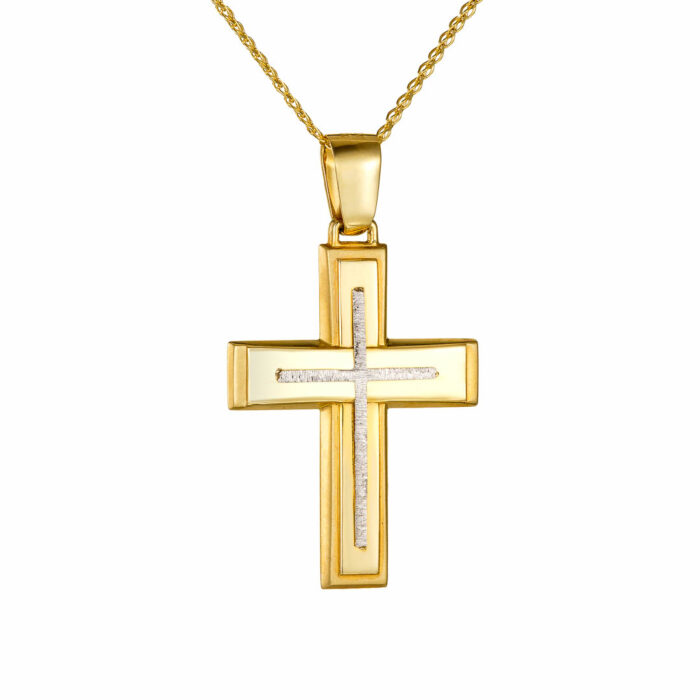 14k Σταυρός ανδρικός  με αλυσίδα