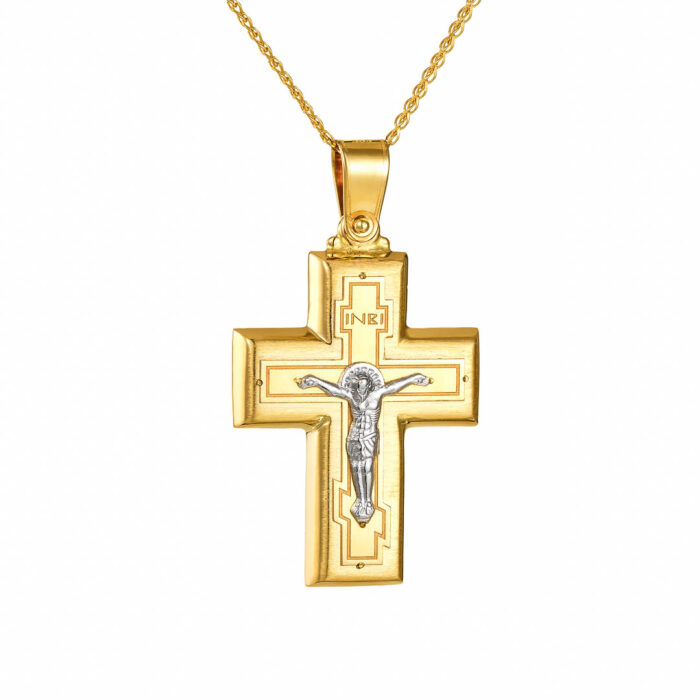 14k Σταυρός ανδρικός με αλυσίδα