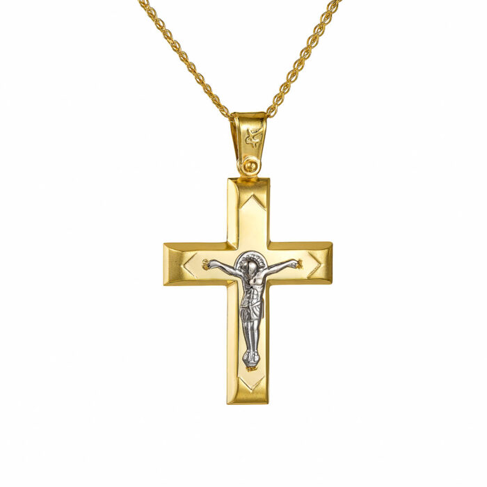 14k Σταυρός ανδρικός με αλυσίδα