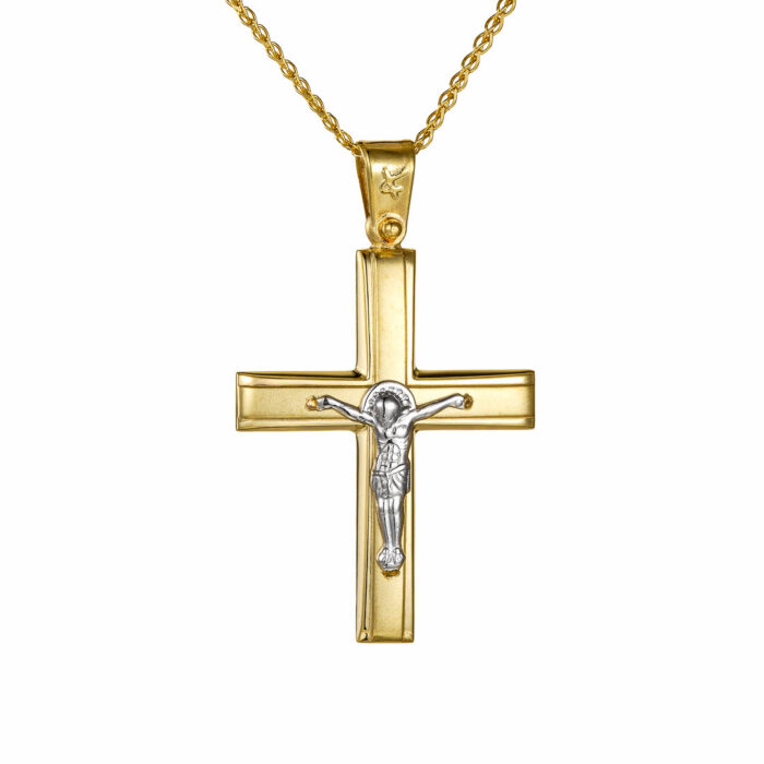 14k Σταυρός ανδρικός με αλυσίδα