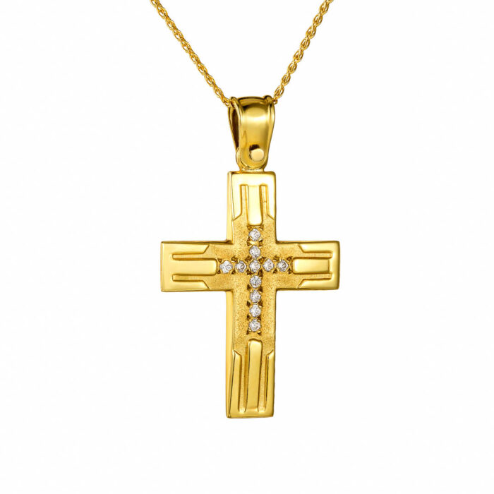 14k Σταυρός γυναικείος με αλυσίδα