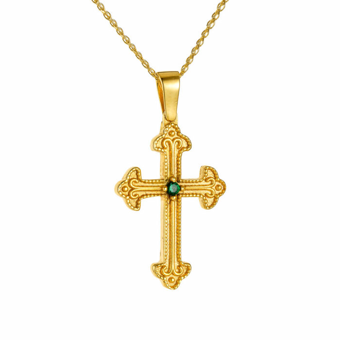 14k Σταυρός  βυζαντινός γυναικείος με αλυσίδα