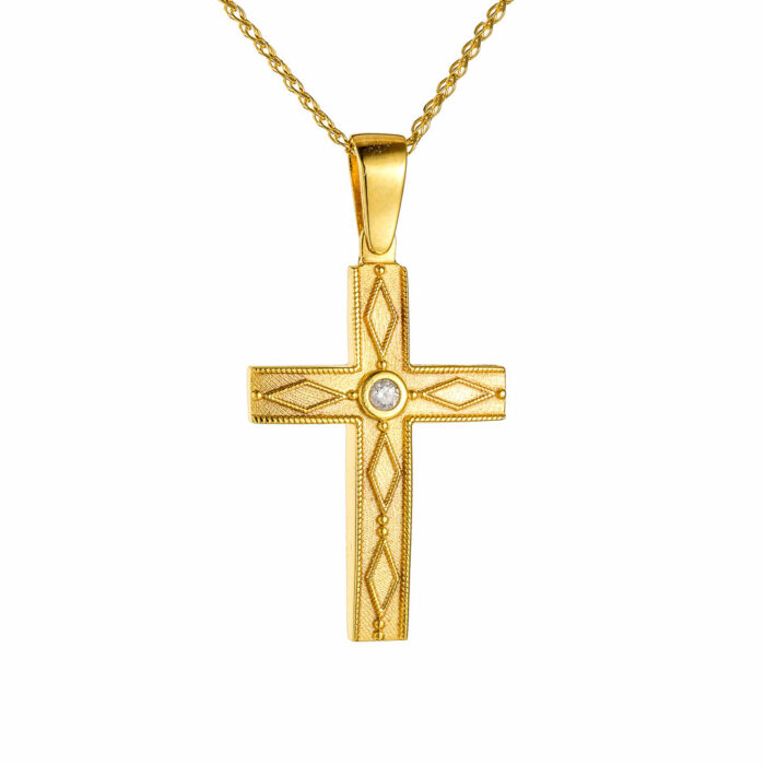 14k Σταυρός  βυζαντινός γυναικείος με αλυσίδα