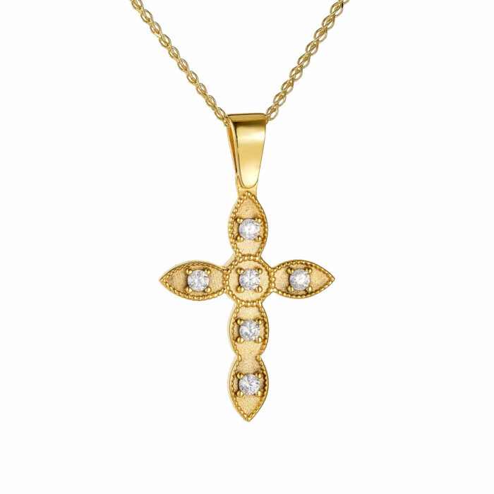 14k Σταυρός  βυζαντινός γυναικείος με αλυσίδα