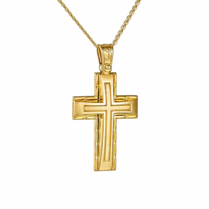 14k Σταυρός ανδρικός με αλυσίδα