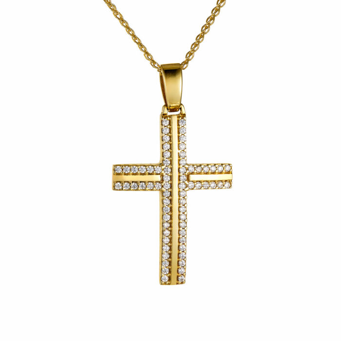 14k Σταυρός γυναικείος με αλυσίδα
