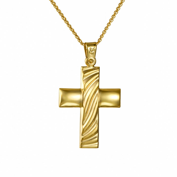 14k Σταυρός ανδρικός με αλυσίδα