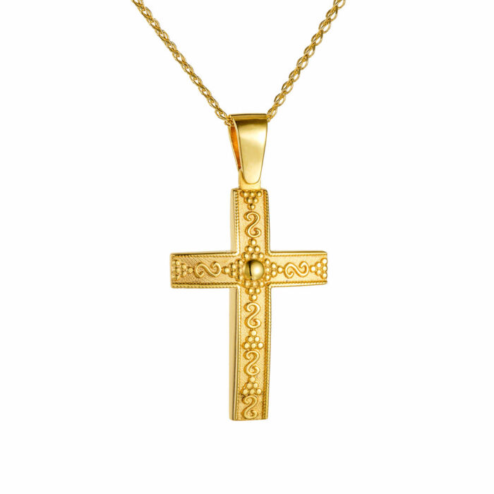 14k Σταυρός  βυζαντινός unisex με αλυσίδα