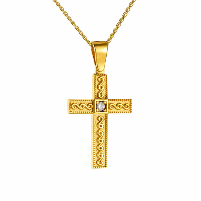 14k Σταυρός  βυζαντινός γυναικείος με αλυσίδα