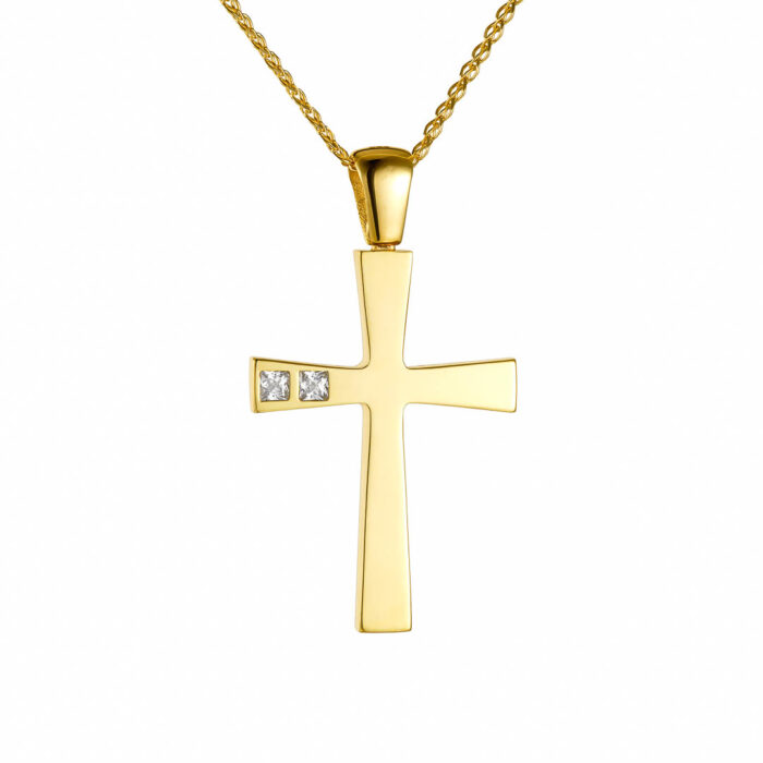 14k Σταυρός γυναικείος με αλυσίδα
